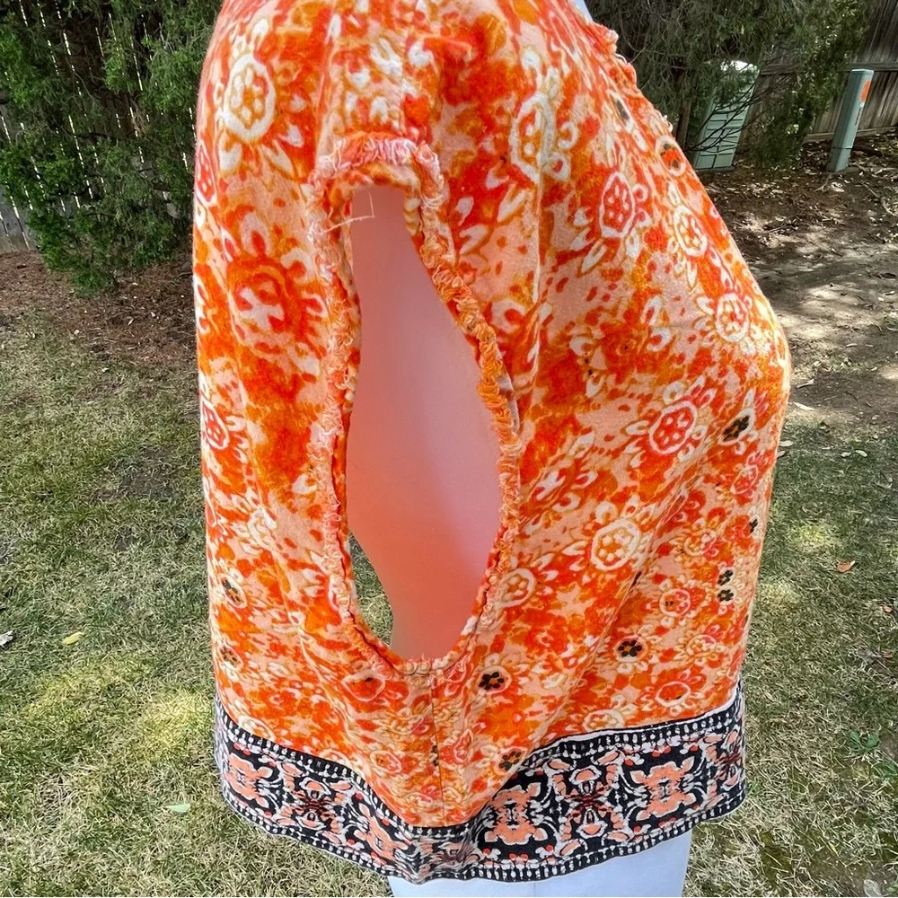 Free People Make My Day Tapestry Lounge Set Orange Top Harem Pants Boho Hippie S - Picture 4 of 12